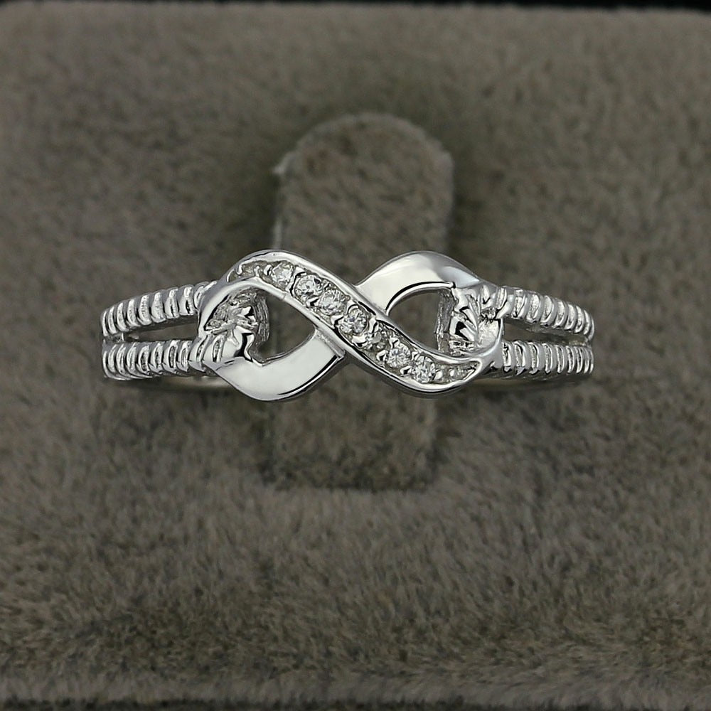 925 Sterling Silver Infinity Ring Cubic Zirconia CZ Eternity Rings for Women Size 5 6 7 8 9 10 Trendy Jewelry (Lam Hub Fong)