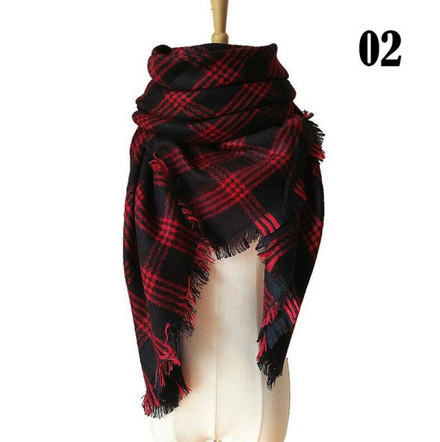 New Women's Winter Scarf Classic Plaid Scarf Female Warm Soft Cashmere Scarves Chunky Large Blanket Wrap Shawl Triangle Scarves