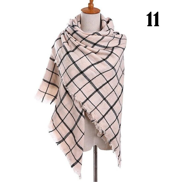 New Women's Winter Scarf Classic Plaid Scarf Female Warm Soft Cashmere Scarves Chunky Large Blanket Wrap Shawl Triangle Scarves