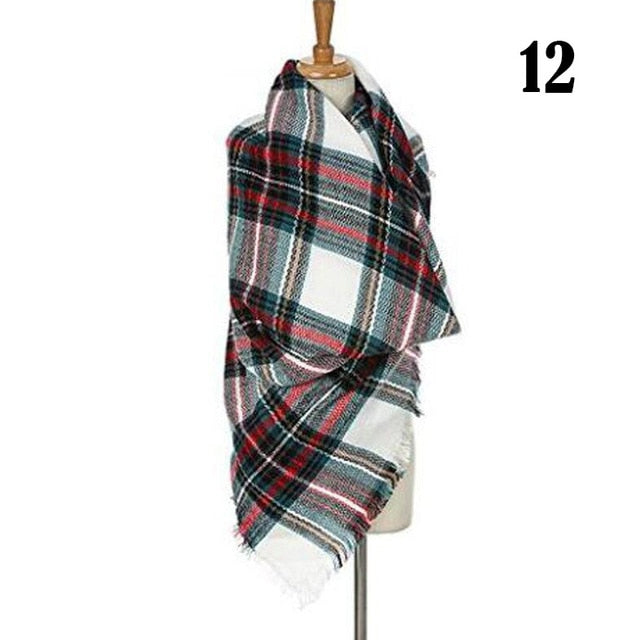 New Women's Winter Scarf Classic Plaid Scarf Female Warm Soft Cashmere Scarves Chunky Large Blanket Wrap Shawl Triangle Scarves