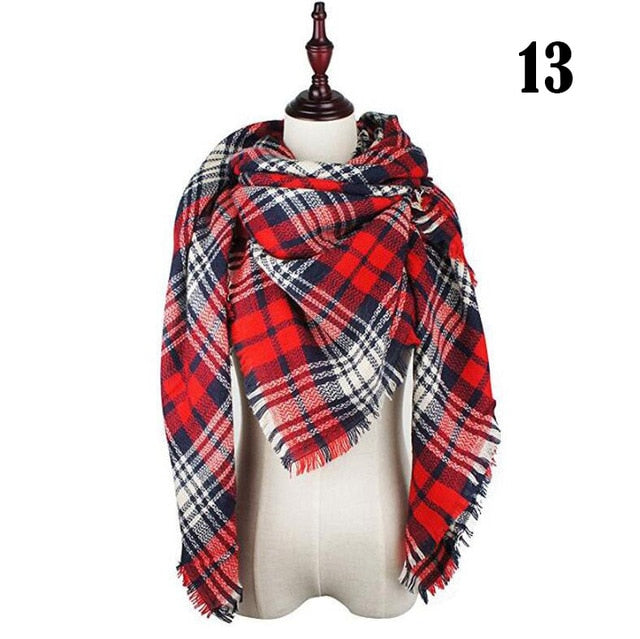 New Women's Winter Scarf Classic Plaid Scarf Female Warm Soft Cashmere Scarves Chunky Large Blanket Wrap Shawl Triangle Scarves