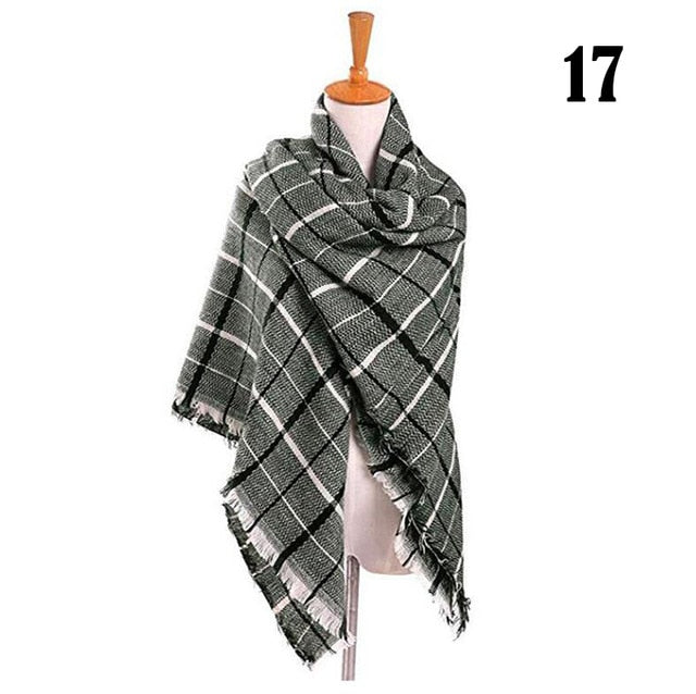 New Women's Winter Scarf Classic Plaid Scarf Female Warm Soft Cashmere Scarves Chunky Large Blanket Wrap Shawl Triangle Scarves