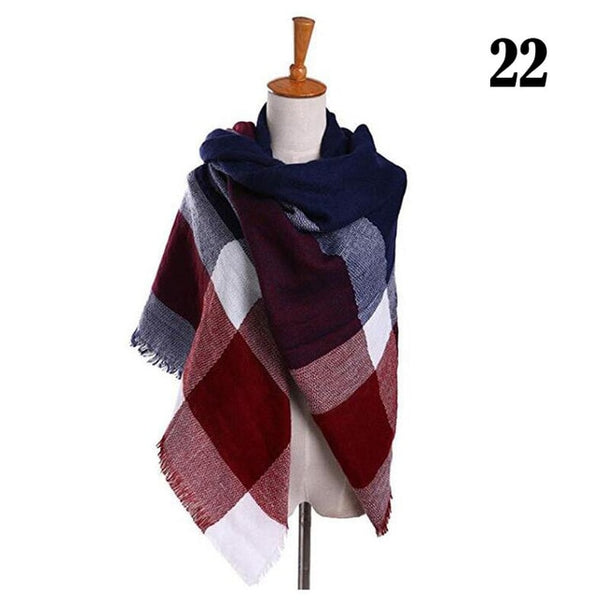 New Women's Winter Scarf Classic Plaid Scarf Female Warm Soft Cashmere Scarves Chunky Large Blanket Wrap Shawl Triangle Scarves