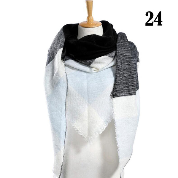 New Women's Winter Scarf Classic Plaid Scarf Female Warm Soft Cashmere Scarves Chunky Large Blanket Wrap Shawl Triangle Scarves
