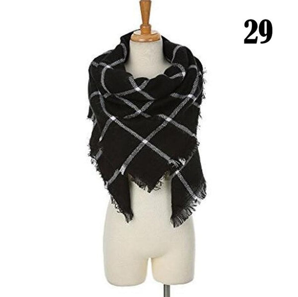 New Women's Winter Scarf Classic Plaid Scarf Female Warm Soft Cashmere Scarves Chunky Large Blanket Wrap Shawl Triangle Scarves