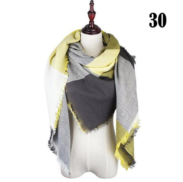 New Women's Winter Scarf Classic Plaid Scarf Female Warm Soft Cashmere Scarves Chunky Large Blanket Wrap Shawl Triangle Scarves