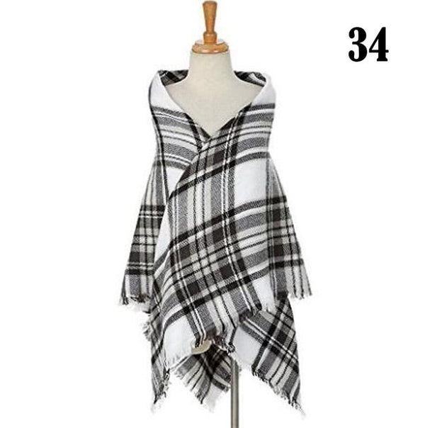 New Women's Winter Scarf Classic Plaid Scarf Female Warm Soft Cashmere Scarves Chunky Large Blanket Wrap Shawl Triangle Scarves