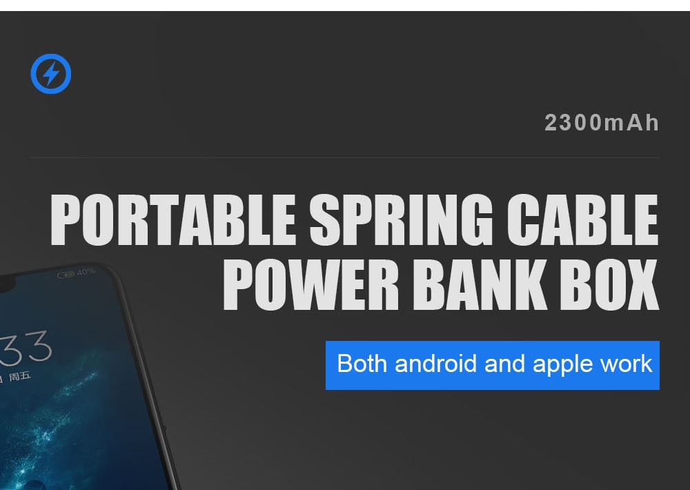 GARAS Power Bank PD/QC3.0 for iPhone/Micro USB/USB C mini Powerbank Fast Charger For xiaomi/huawei Type C To Type C Spring Cable