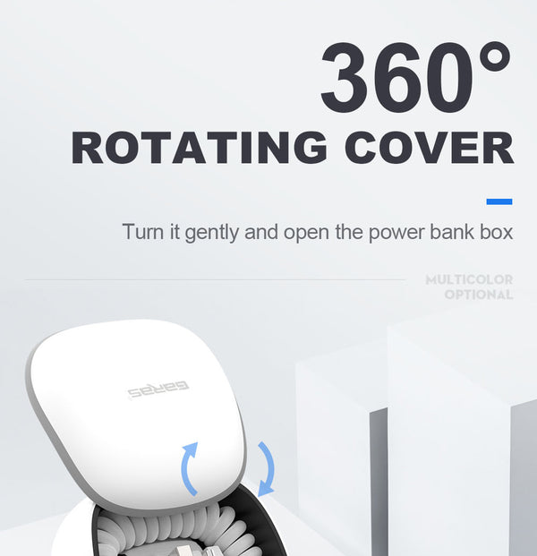 GARAS Power Bank PD/QC3.0 for iPhone/Micro USB/USB C mini Powerbank Fast Charger For xiaomi/huawei Type C To Type C Spring Cable