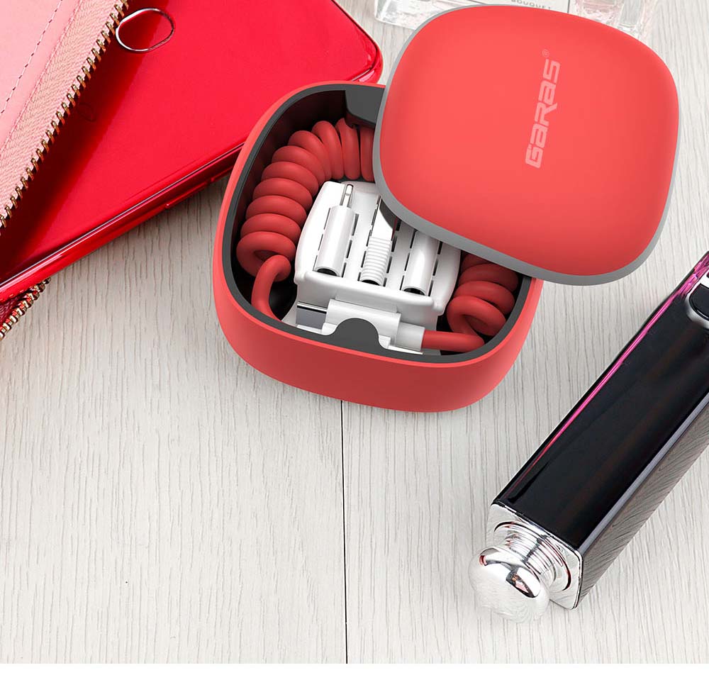 GARAS Power Bank PD/QC3.0 for iPhone/Micro USB/USB C mini Powerbank Fast Charger For xiaomi/huawei Type C To Type C Spring Cable