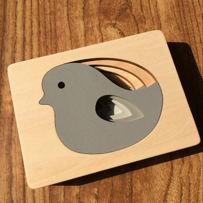 Candywood New Wooden Toys For Children Animal Carton 3D Puzzle Multilayer Jigsaw Puzzle Baby Toys Child Early Educational Aids