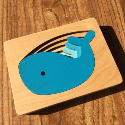 Candywood New Wooden Toys For Children Animal Carton 3D Puzzle Multilayer Jigsaw Puzzle Baby Toys Child Early Educational Aids