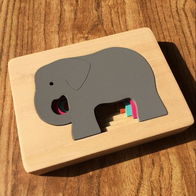 Candywood New Wooden Toys For Children Animal Carton 3D Puzzle Multilayer Jigsaw Puzzle Baby Toys Child Early Educational Aids
