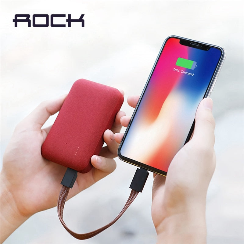 10000 mAh Power Bank for Xiaomi Powerbank,ROCK Mini Portable Ultra-thin Polymer Battery for iPhone SamSung and More bank power