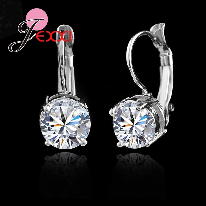 JEMMIN AAAAA 925 Sterling Silver Earrings White Exquisite Cubic Zirconia High Quality Ladies Fashion Jewelry Charming Gift