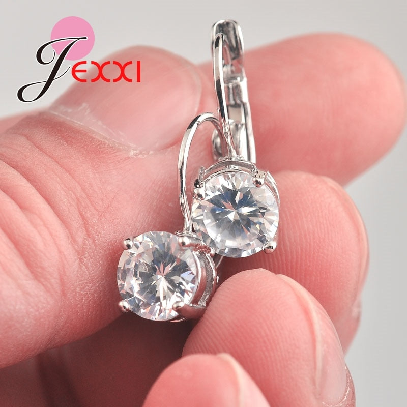 JEMMIN AAAAA 925 Sterling Silver Earrings White Exquisite Cubic Zirconia High Quality Ladies Fashion Jewelry Charming Gift