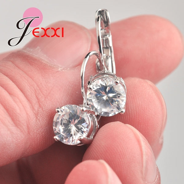 JEMMIN AAAAA 925 Sterling Silver Earrings White Exquisite Cubic Zirconia High Quality Ladies Fashion Jewelry Charming Gift