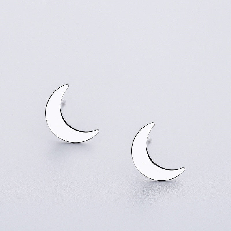 INZATT Minimalist Punk Tiny Moon Stud Earrings Real 925 Sterling Silver Fine Jewelry Women Birthday Party 2018 Accessories Gift