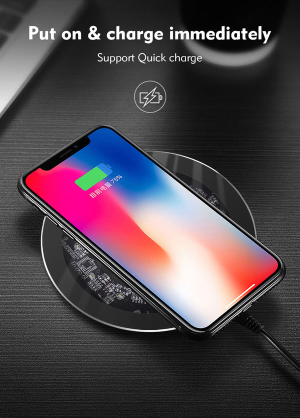iONCT Qi Wireless Charger for iPhone X XR XS Max 8 Plus Visible USB Charging pad for Samsung S8 S9 Note 9 Phone wirless charger