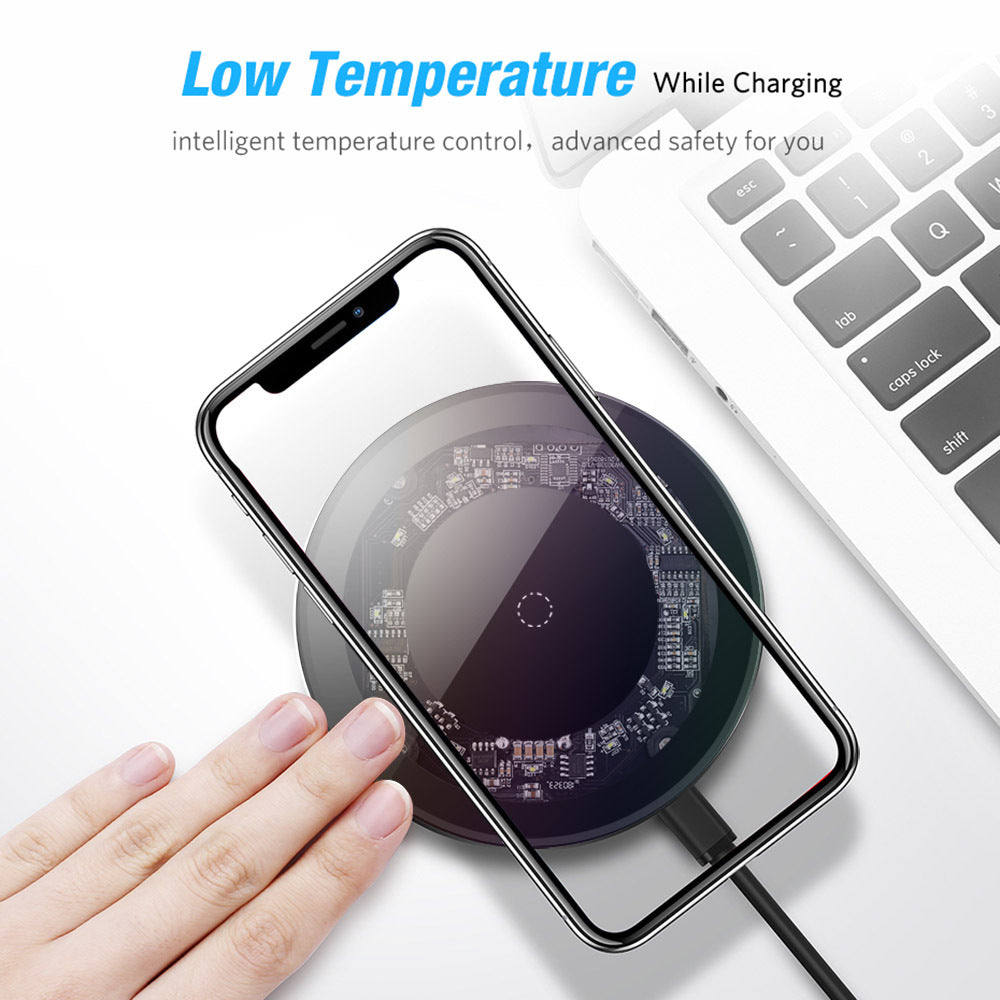 iONCT Qi Wireless Charger for iPhone X XR XS Max 8 Plus Visible USB Charging pad for Samsung S8 S9 Note 9 Phone wirless charger
