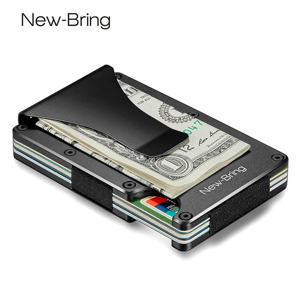 NewBring Metal Mini Money Clip Brand Fashion Black White Credit Card ID Holder With RFID Anti-thief Wallet Men