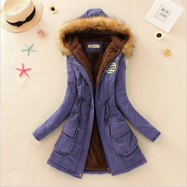 Winter women coat 2019 Women's Parka Casual Outwear Military Hooded fur Coat Down Jackets Winter Coat for Female CC001