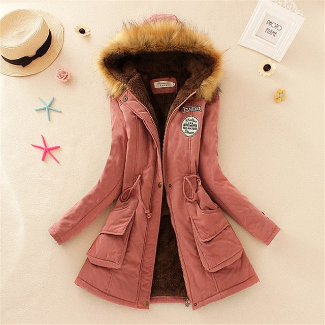 Winter women coat 2019 Women's Parka Casual Outwear Military Hooded fur Coat Down Jackets Winter Coat for Female CC001