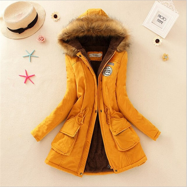 Winter women coat 2019 Women's Parka Casual Outwear Military Hooded fur Coat Down Jackets Winter Coat for Female CC001
