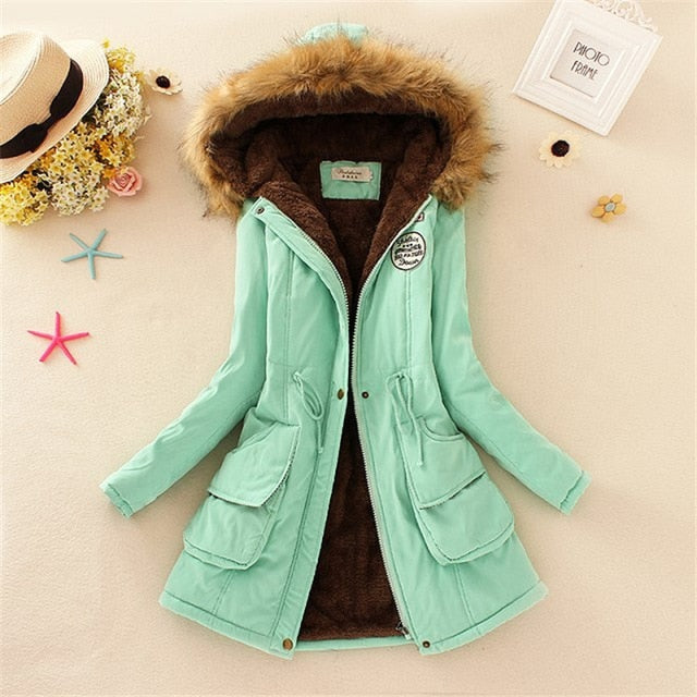 Winter women coat 2019 Women's Parka Casual Outwear Military Hooded fur Coat Down Jackets Winter Coat for Female CC001