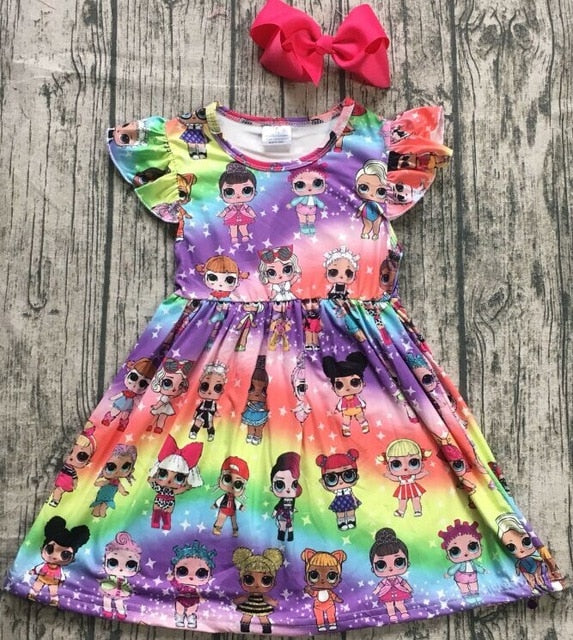 new arrivals summer baby girls children clothes short sleeve kenn length dress milk silk princess match accessory kids boutique