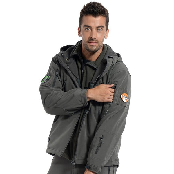 Softshell Jacket Men Fleece Waterproof Windproof Warm Winter Camouflage Windbreaker Hiking Hunting Coat Military Jacket Tactical