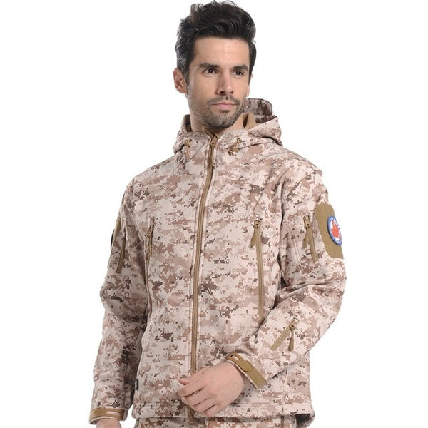 Softshell Jacket Men Fleece Waterproof Windproof Warm Winter Camouflage Windbreaker Hiking Hunting Coat Military Jacket Tactical