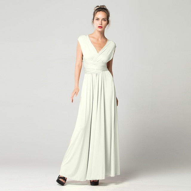 Sexy Long Dress Bridesmaid Formal Multi Way Wrap Convertible Infinity Maxi Dress Red Hollow Out Party Bandage Vestidos FICUSRONG