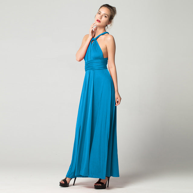 Sexy Long Dress Bridesmaid Formal Multi Way Wrap Convertible Infinity Maxi Dress Red Hollow Out Party Bandage Vestidos FICUSRONG