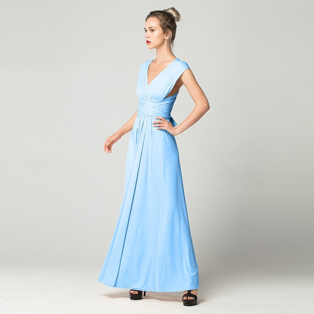 Sexy Long Dress Bridesmaid Formal Multi Way Wrap Convertible Infinity Maxi Dress Red Hollow Out Party Bandage Vestidos FICUSRONG