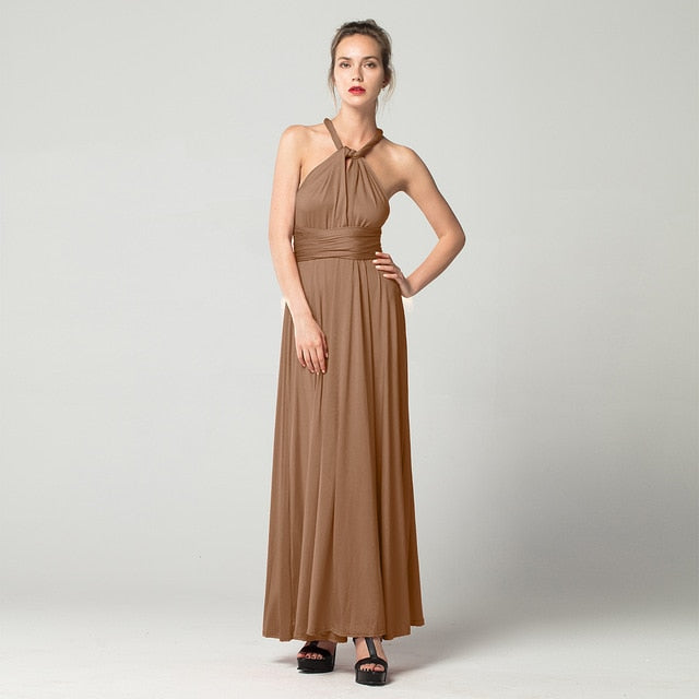 Sexy Long Dress Bridesmaid Formal Multi Way Wrap Convertible Infinity Maxi Dress Red Hollow Out Party Bandage Vestidos FICUSRONG