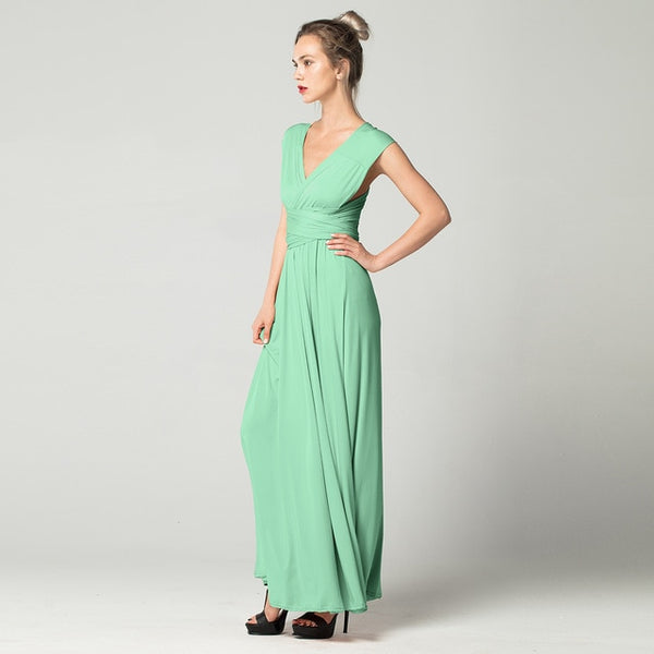 Sexy Long Dress Bridesmaid Formal Multi Way Wrap Convertible Infinity Maxi Dress Red Hollow Out Party Bandage Vestidos FICUSRONG