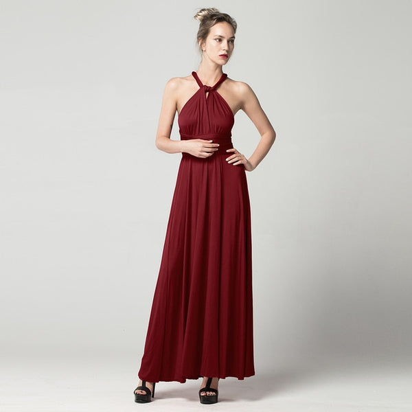 Sexy Long Dress Bridesmaid Formal Multi Way Wrap Convertible Infinity Maxi Dress Red Hollow Out Party Bandage Vestidos FICUSRONG