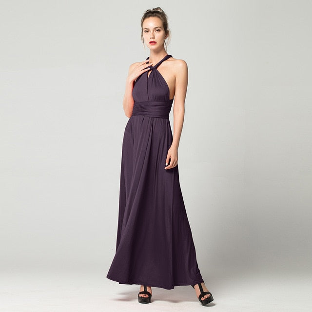 Sexy Long Dress Bridesmaid Formal Multi Way Wrap Convertible Infinity Maxi Dress Red Hollow Out Party Bandage Vestidos FICUSRONG