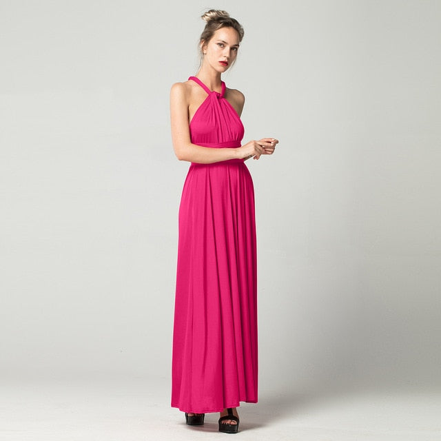 Sexy Long Dress Bridesmaid Formal Multi Way Wrap Convertible Infinity Maxi Dress Red Hollow Out Party Bandage Vestidos FICUSRONG