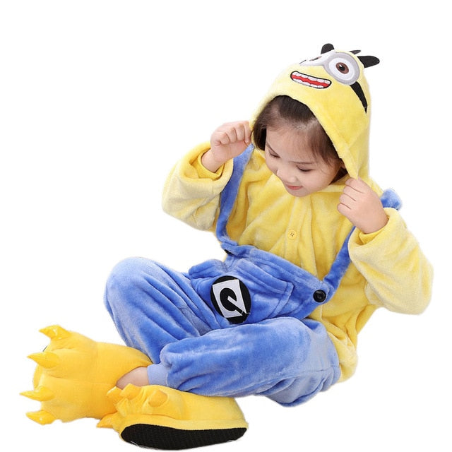 Children's Pajamas for Boys Girls Unicorn Pajamas Flannel Kids Pijamas Set Animal Kids Sleepwear Winter Boys Gilrs Onesies 4-12