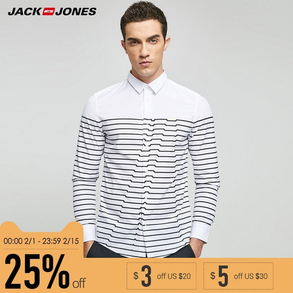 JACK & JONES Brand 2018 NEW regular COTTON smart casual style full length sleeves turn-down collar male shirts