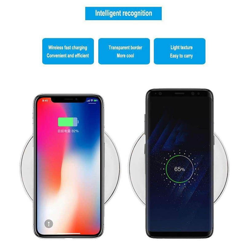 Qi Ultra Slim Wireless Charger Crystal Clear Charging Pad LED Lighting for Samsung S7 S8 S8 Plus New Arrival