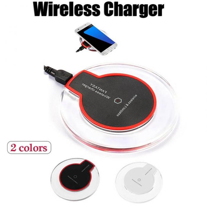 Qi Ultra Slim Wireless Charger Crystal Clear Charging Pad LED Lighting for Samsung S7 S8 S8 Plus New Arrival