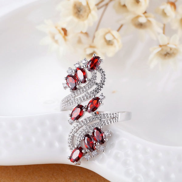 3Colors Silver 925 Long Rings for Women Fashion Luxury Jewelry Plum blossom Flower Crystal Wedding Ring Femme Bague Party Dinner