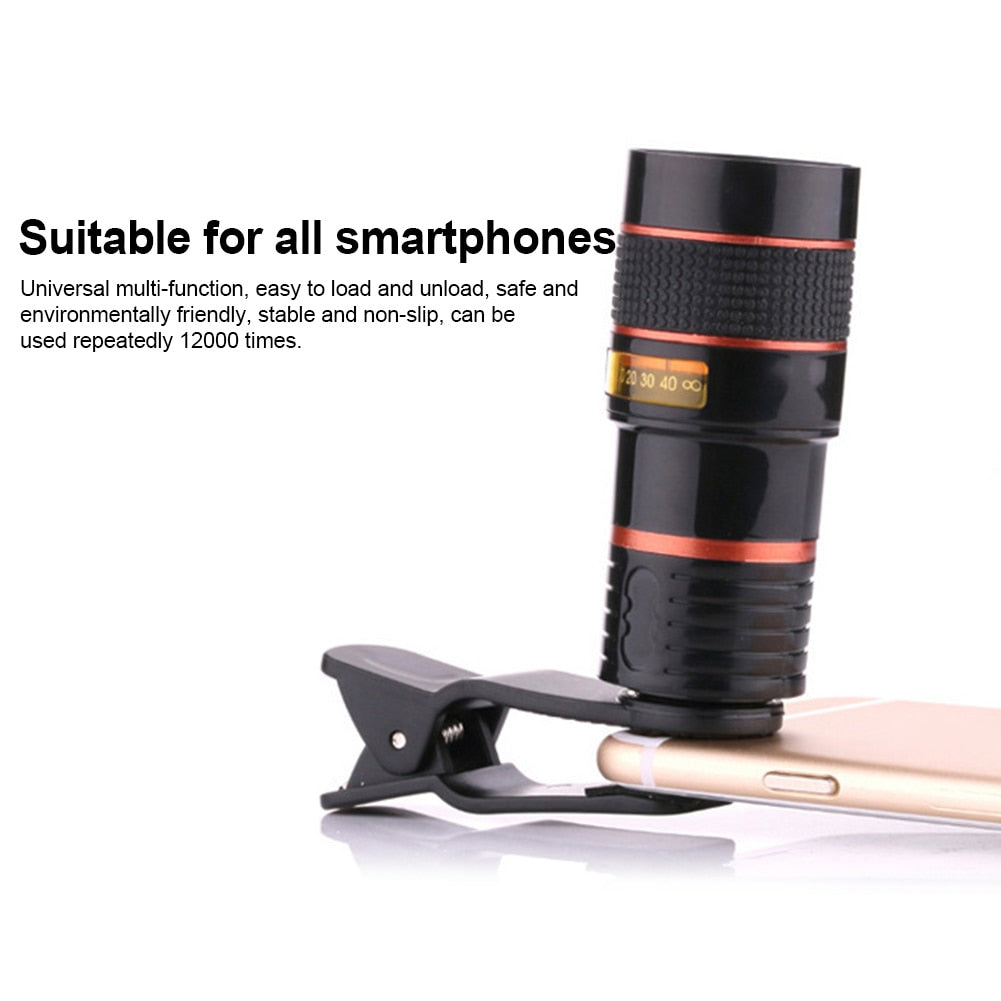 8x Zoom Optical Telescope Mobile Phone Camera Lens with Clip for iPhone Samsung HTC Huawei Sony EM88