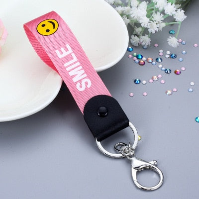 10Pcs/lot Nylon Wrist Strap Lanyard Smile Short Rope for Phones iPhone X Samsung Xiaomi Camera Cell Phone USB Mp3 Mp4 For Keys