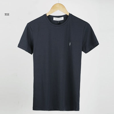 new spring & summer AS mens t-shirt fitness cotton tee tops sheep head logo solid basic T-shirt casual brand clothing T4307