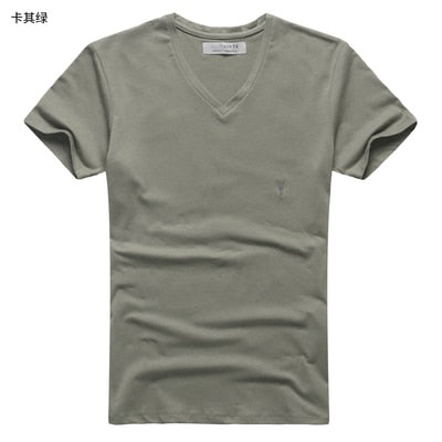new spring & summer AS mens t-shirt fitness cotton tee tops sheep head logo solid basic T-shirt casual brand clothing T4307