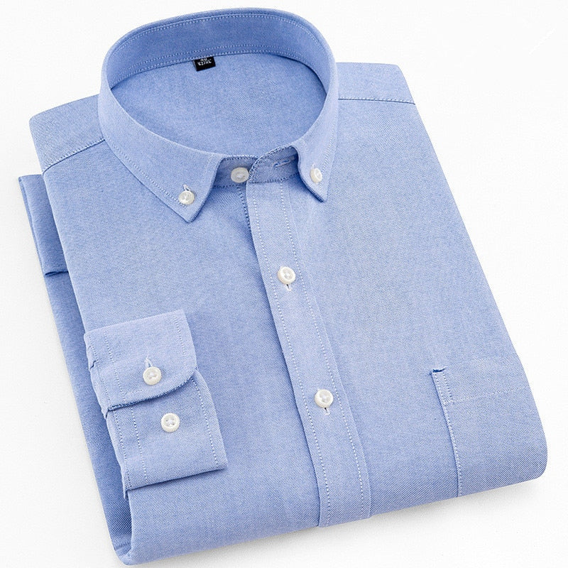 Men Shirt Long Sleeve Oxford Male Shirts 8XL Men Dress Shirts Large 7XL 6XL White Social Shirt Cheap China Imported Men Clothing